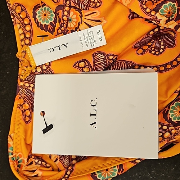 💕A.L.C.💕 Cleo Scoop Bikini Top ~ Orange Multi-Color Paisley Print XL NWT - Picture 7 of 10